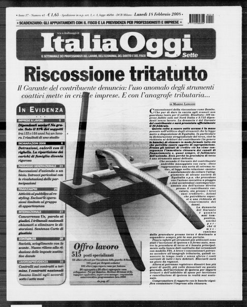 Italia oggi : quotidiano di economia finanza e politica